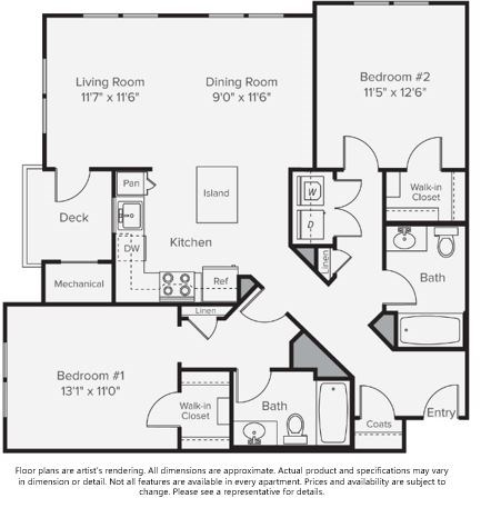 A floorplan of an apartment home